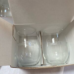 NIB 6 Total Wine Stemless Wineglasses. 3 Boxed Sets of 2.